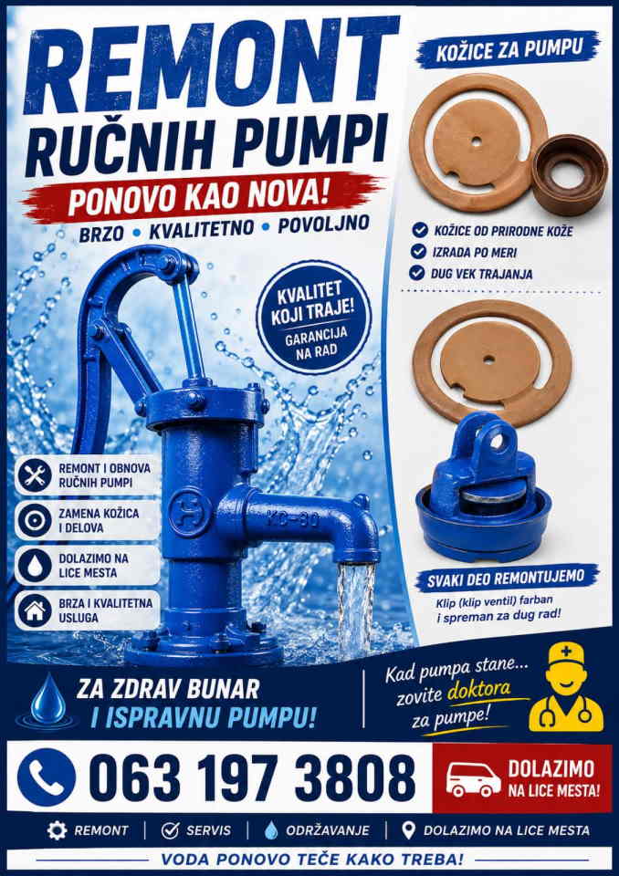 Remont ručnih pumpi i kožice za ručne pumpe