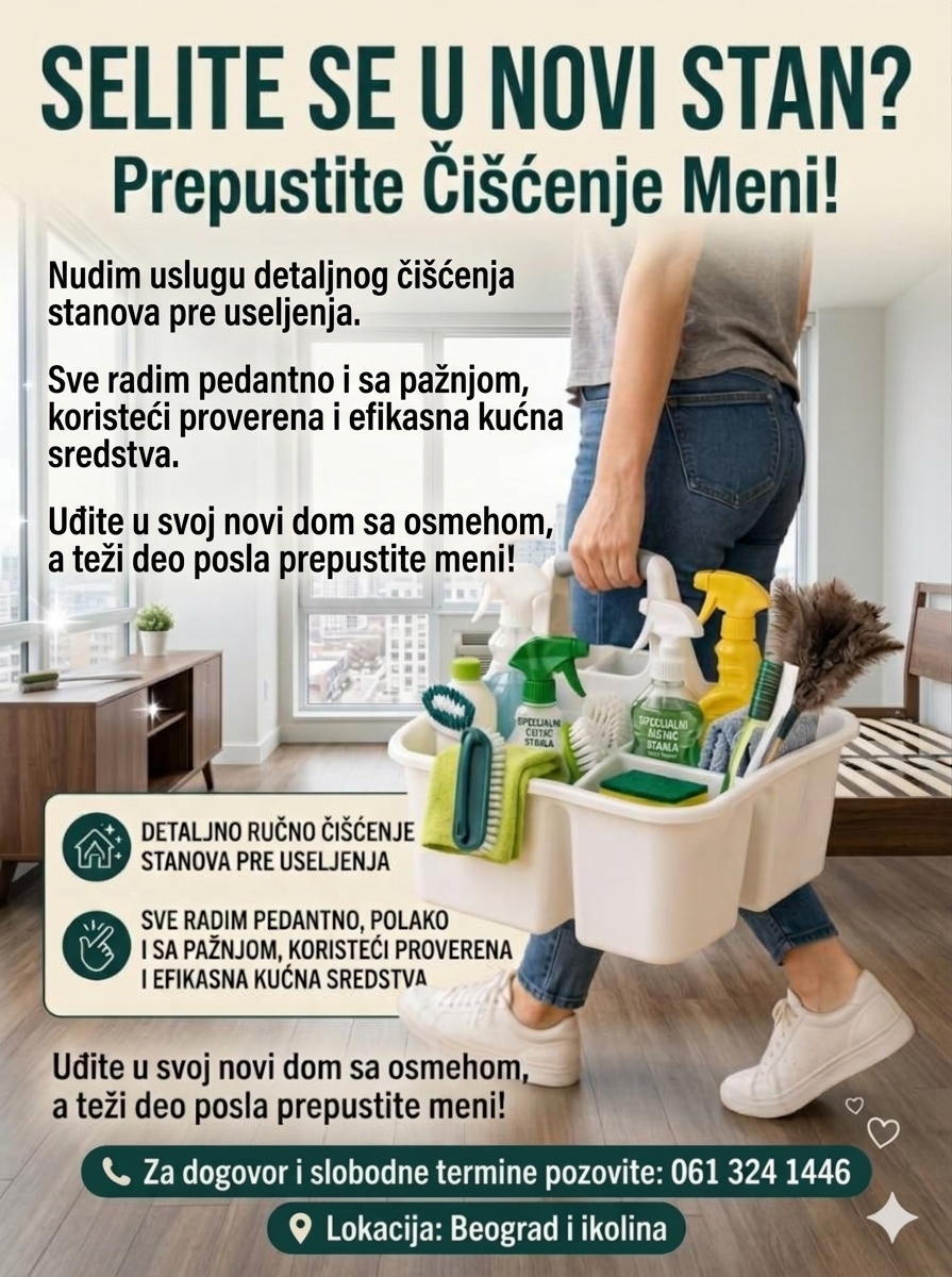 Ciscenje stanova – Selite se u novi stan? Prepustite čišćenje meni!